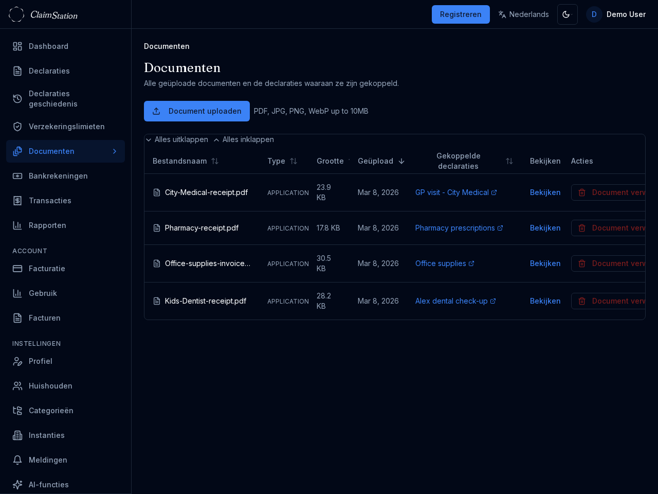 ClaimStation documentenweergave